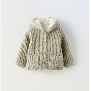 NWT Zara 3-6m oversized hooded knit sweater jacket